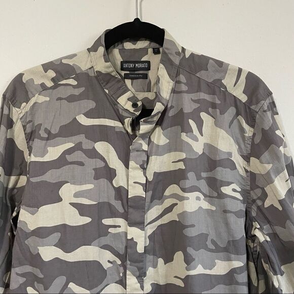 ASOS Antony Morato Grandad Collar Shirt In Camo - Picture 5 of 12